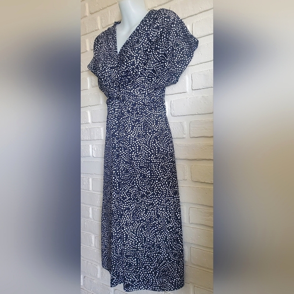 Liz Claiborne Polka-dot Dress Pleated Knot Black and White Size 8 - Picture 4 of 9